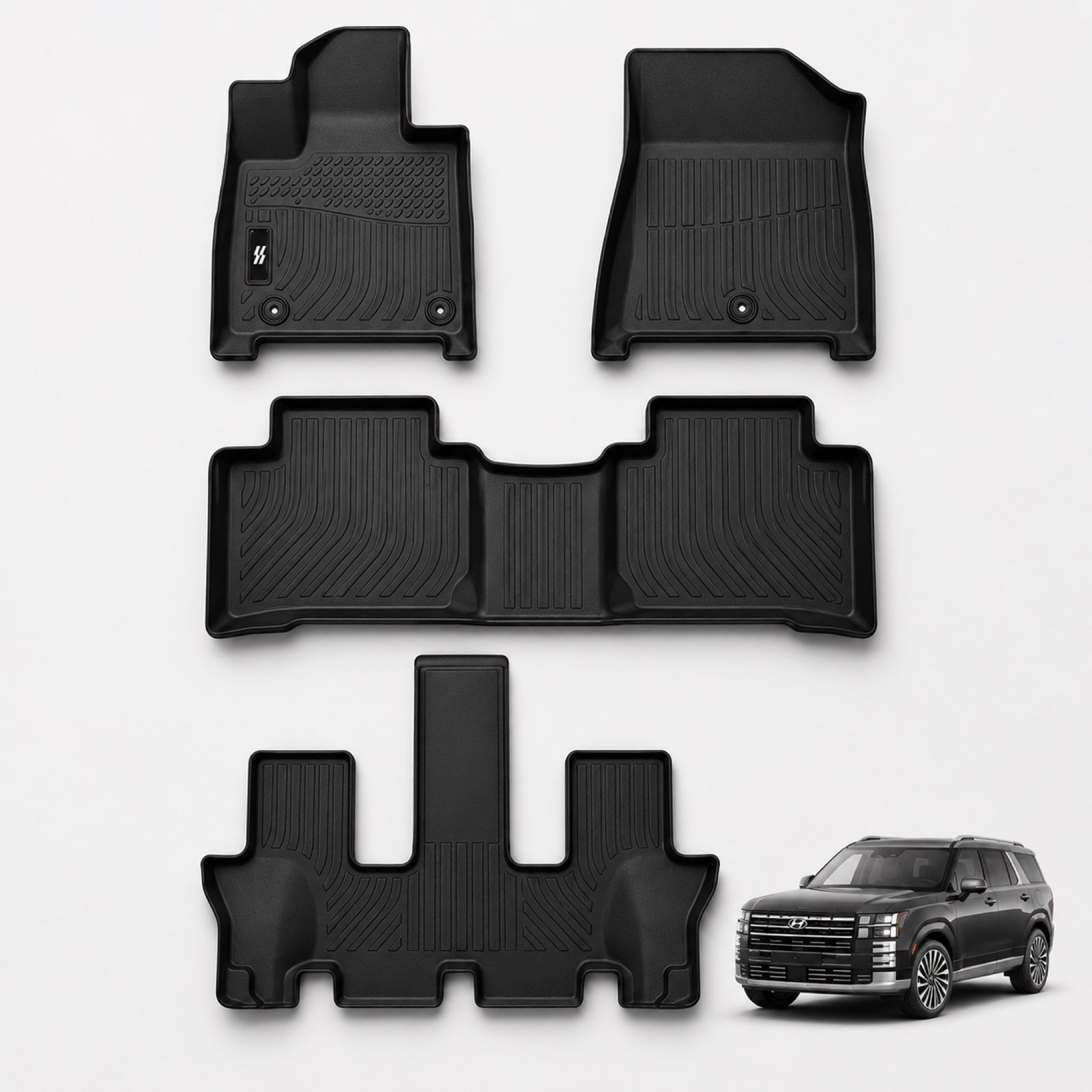 Pisos bandeja 5D TPE Premium para Hyundai Palisade 2024-2027 - vista del set completo