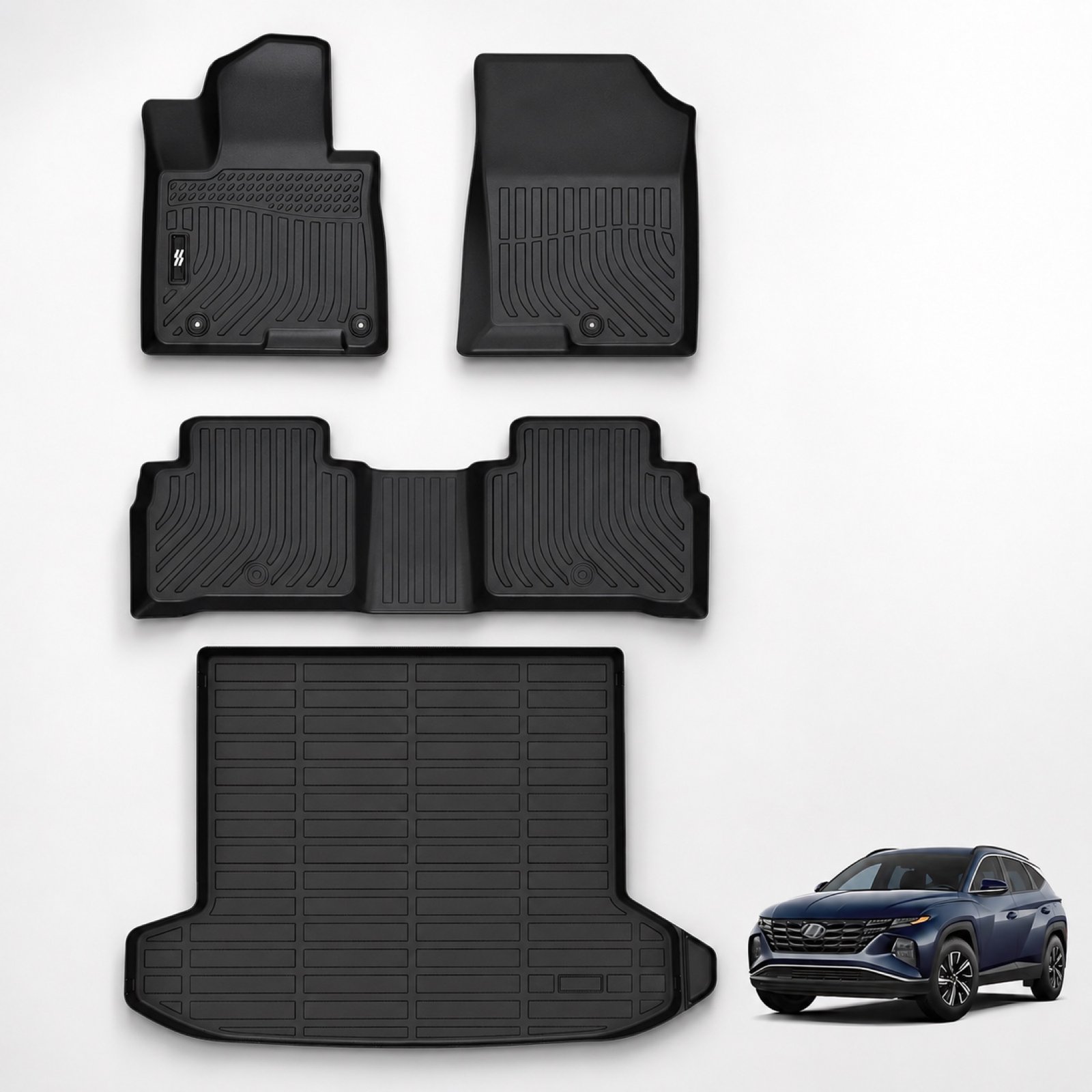 Pisos bandeja 5D TPE Premium para Hyundai Tucson 2024-2027 - vista del set completo